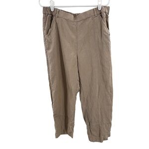Eileen Fisher Women's Tan Cropped Pants linen Tencel blend M pull on neutral